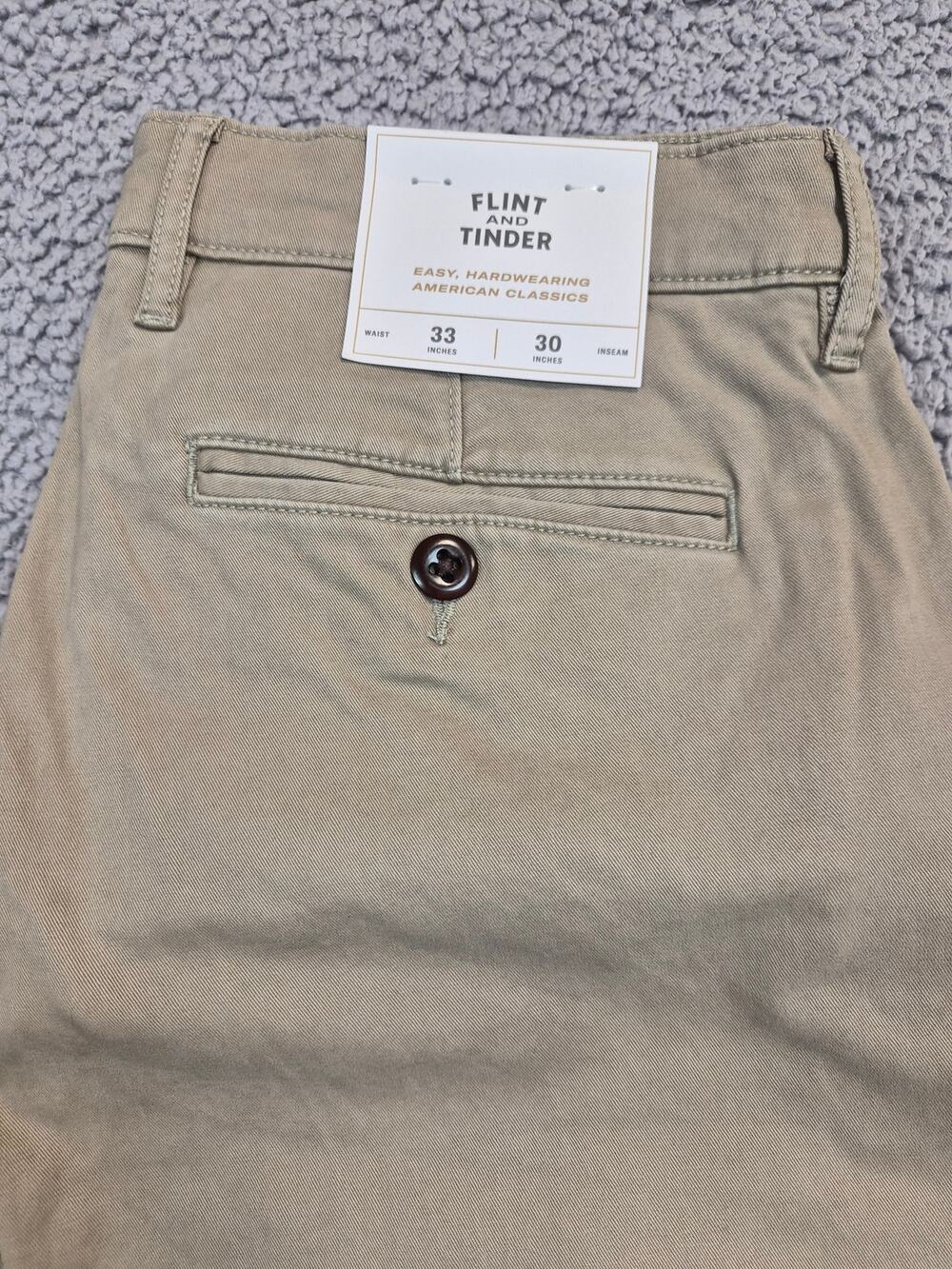 Flint and Tinder Khaki's Men's Size 33x30 Tan Athletic Tapered Fit (1360)